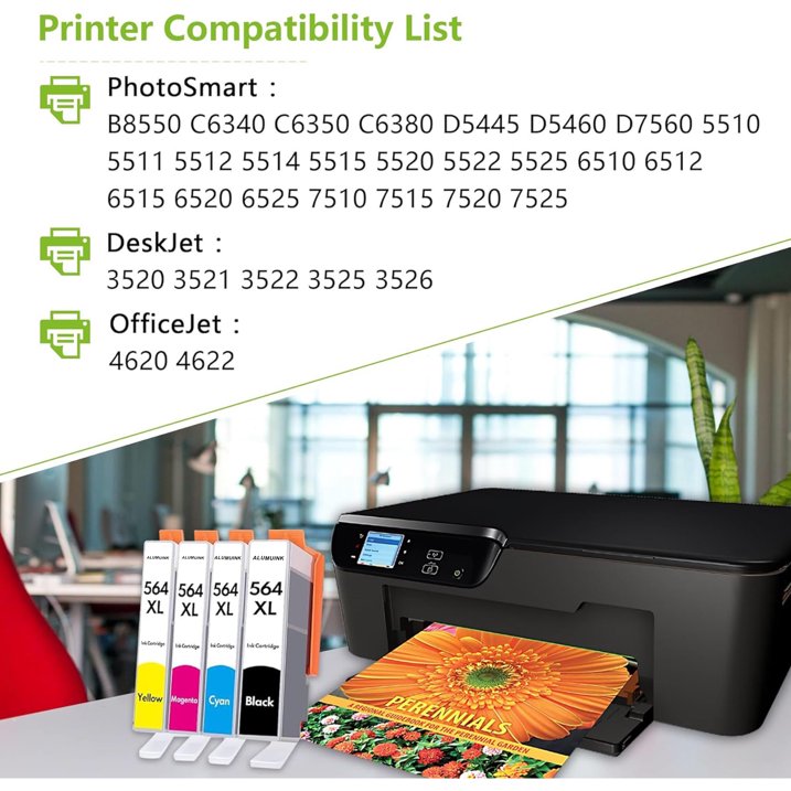 564 Ink Combo Pack Compatible for HP 564 XL Printer Ink Cartridges for DeskJet 3520 3525(4 Pack)