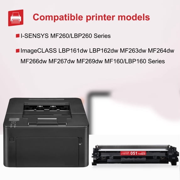 CRG-051 Toner Cartridge Replacement for Canon 051 Toner ImageCLASS MF264dw MF267dw MF269dw LBP162dw Printer, 2 Pack Black