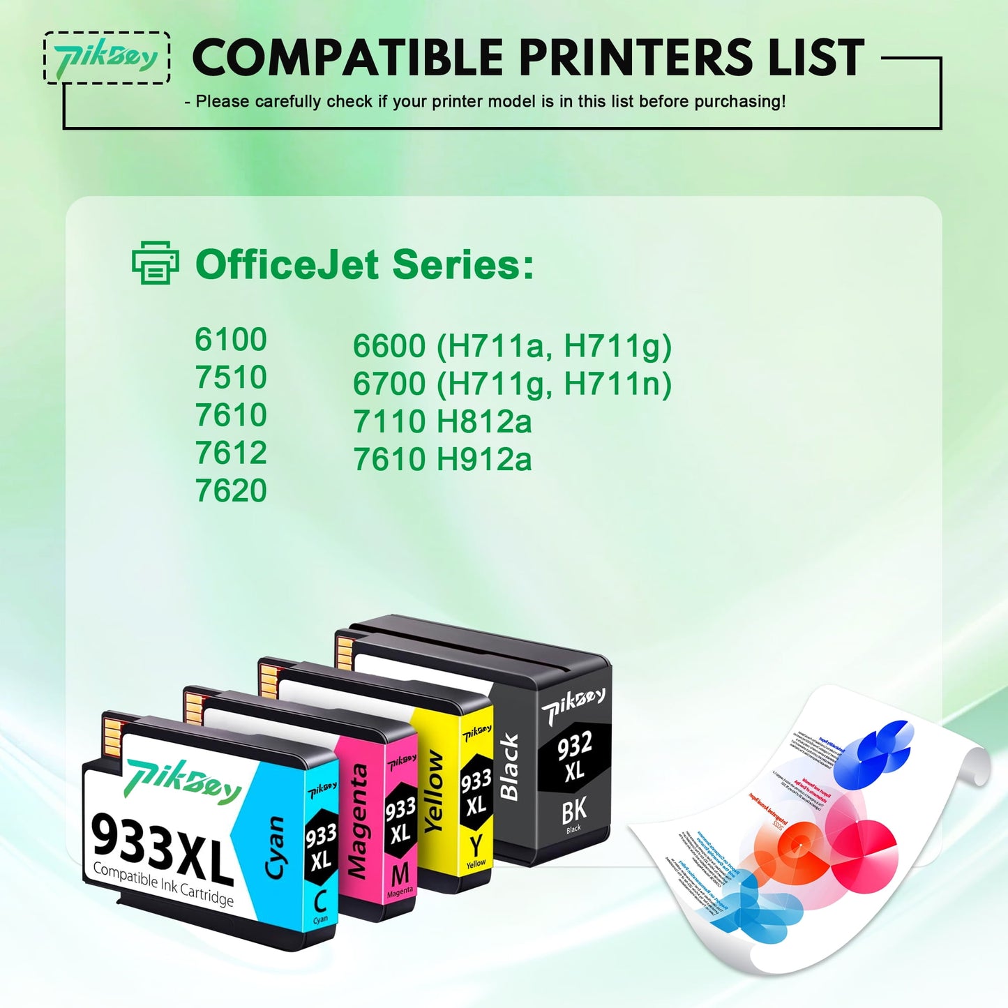 932XL 933XL Ink Cartridges Compatible for HP 932 933 Ink Cartridge for Officejet 6100 6600 6700 7110 7610 7612 Printer (4-PacK, 1 BK/1 C/1 M/1 Y)