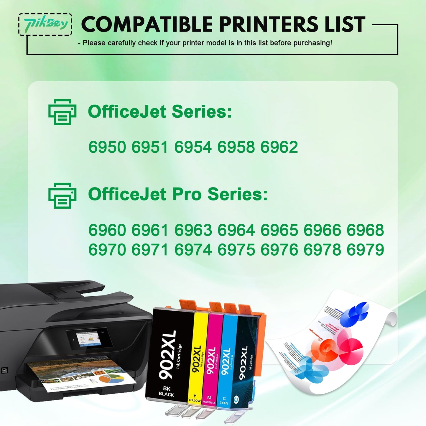 902XL Ink Cartridges Compatible for HP 902 Ink Cartridge for HP Ink 902 Combo Pack for OfficeJet 6950, 6960 OfficeJet Pro 6960, 6970 Printers (5-Pack, 2 Black/1 Cyan/1 Magenta/1 Yellow)