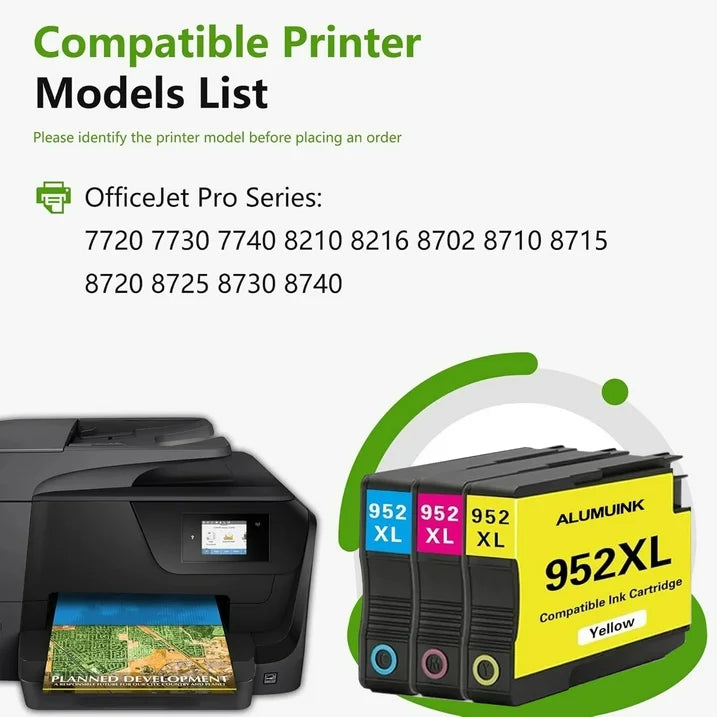 952XL Ink Combo Pack Compatible for HP 952 Ink Cartridges for OfficeJet 8710 7740 Printers (3 Pack)