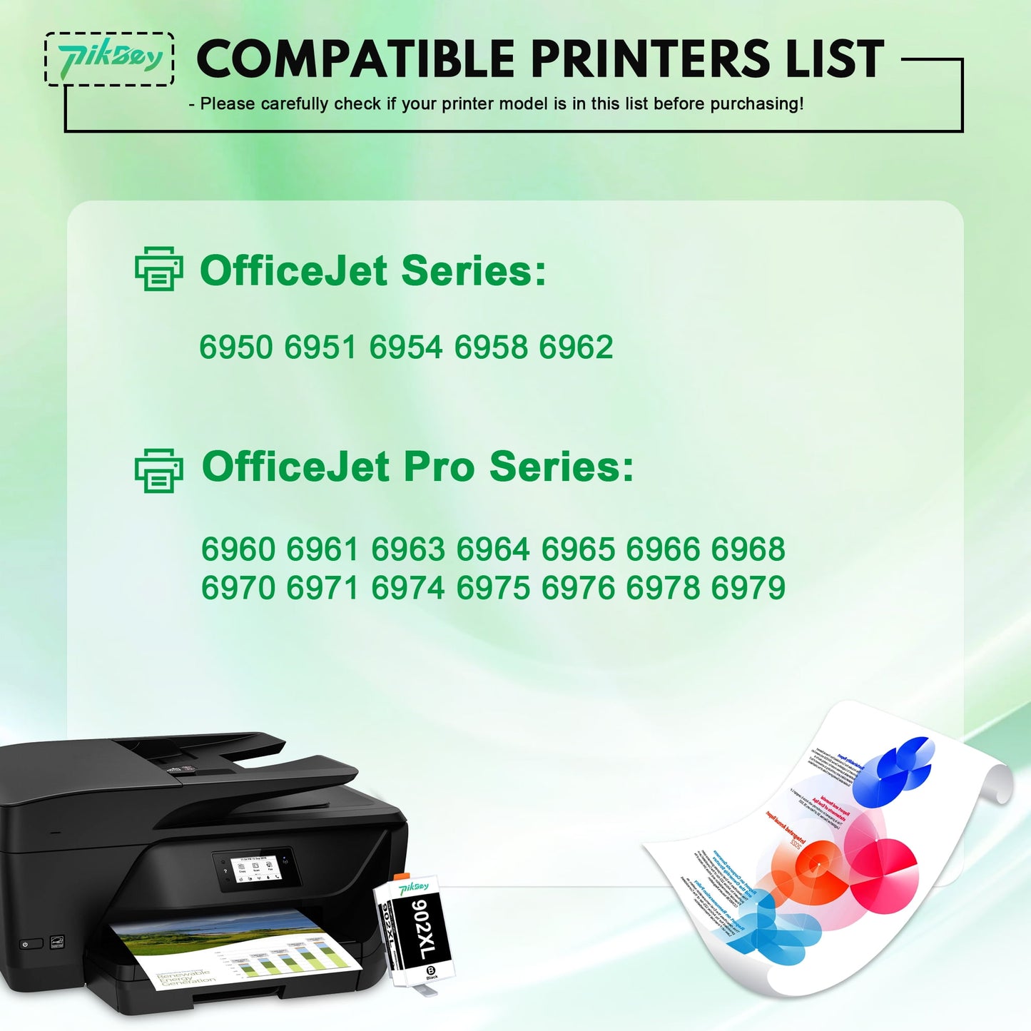 902XL Ink Cartridges Compatible for HP 902 Ink Cartridge for HP OfficeJet 6950 6960 OfficeJet Pro 6960 6970 Printers (1BK) 1-Pack