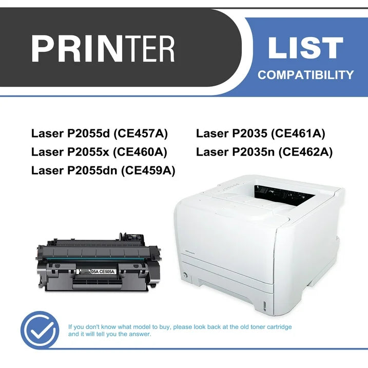 05A CE505A Toner Cartridge Balck 1-Pack Compatible for HP 05A CE505A Toner Cartridges for Laser P2035, P2055 Series Printer