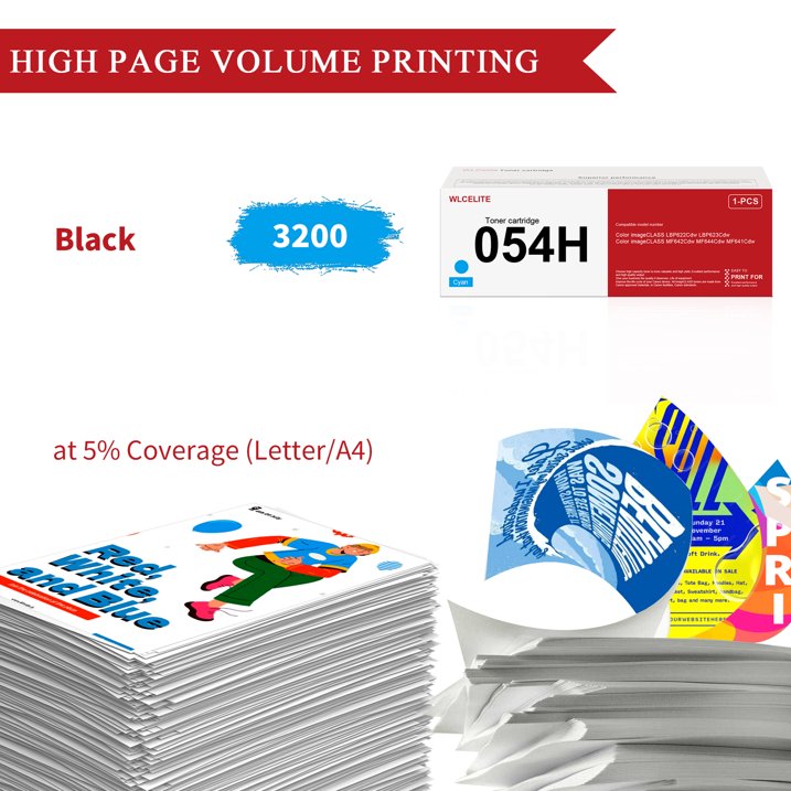 054H Toner Cartridge Replacement for Canon 054H 054 Toner Cartridge for LBP623Cdw MF644cdw MF641Cdw Printer (Cyan)