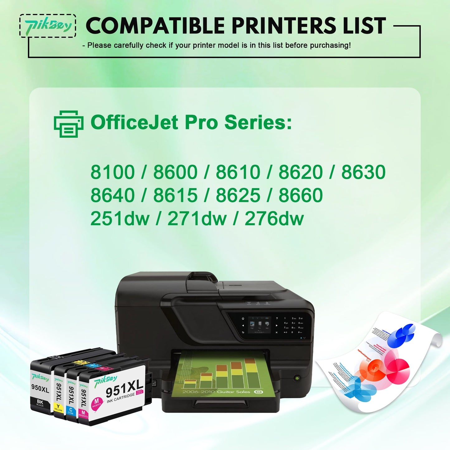950XL 951XL Ink Cartridges Compatible for HP 950 951 Ink Cartridge for OfficeJet Pro 8600 8610 8620 276DW 251DW, Black, Cyan, Magenta, Yellow, 4-Pack