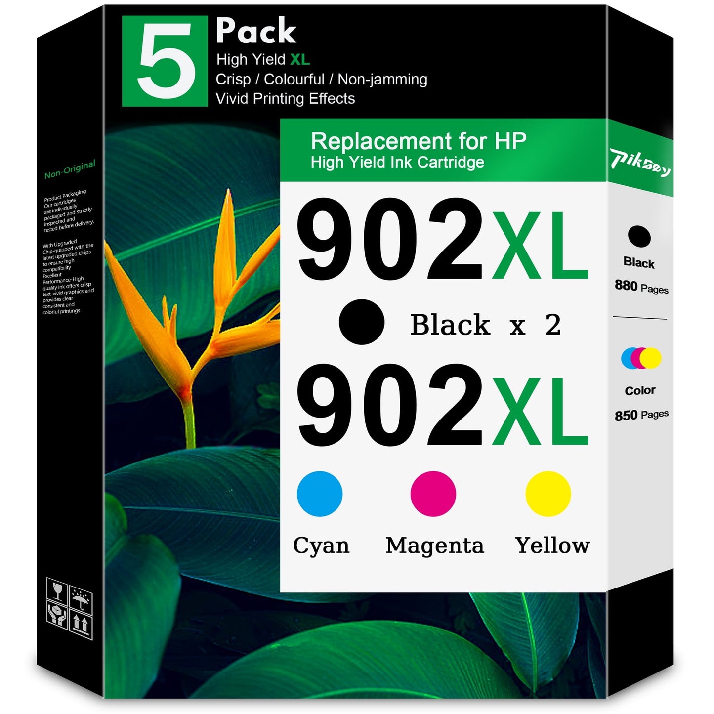 902XL Ink Cartridges Compatible for HP 902 Ink Cartridge for HP Ink 902 Combo Pack for OfficeJet 6950, 6960 OfficeJet Pro 6960, 6970 Printers (5-Pack, 2 Black/1 Cyan/1 Magenta/1 Yellow)