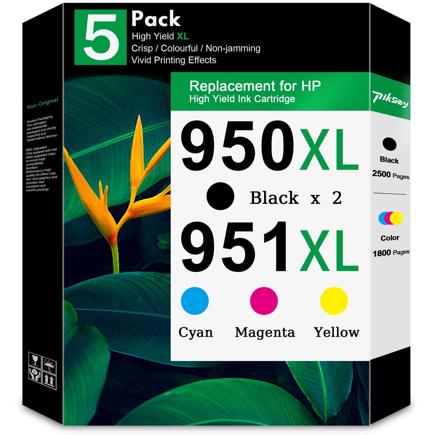 950XL 951XL Ink Cartridges 5-Pack (2 Black/1 Cyan/1 Magenta/1 Yellow)Compatible for HP 950 951 XL Ink Cartridge for Office Pro 8640 8660 8630 8615
