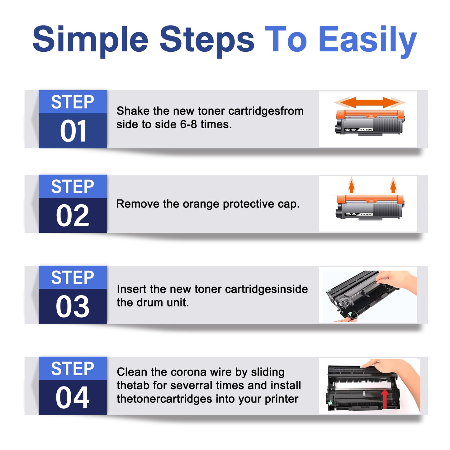 TN630 Toner Cartridge ZXTZX Compatibles for Brother TN630 Standard Yield Black Works with Brother HL-L2360DW MFC-L2685DW HL-L2340DW MFC-L2700DW Series Printers 6 Pack