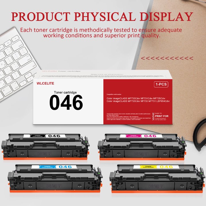 046 4-Pack Toner Cartridge Compatible for Canon 046 Toner Cartridge for MF733Cdw MF731Cdw MF735Cdw Printer
