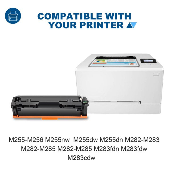 206A 4Pack Toner Cartridge Black 1600 Pages Cyan Magenta Yellow 1550 Pages With Chip Compatible for M255dw M282nw M283fdn M283fdw Printer