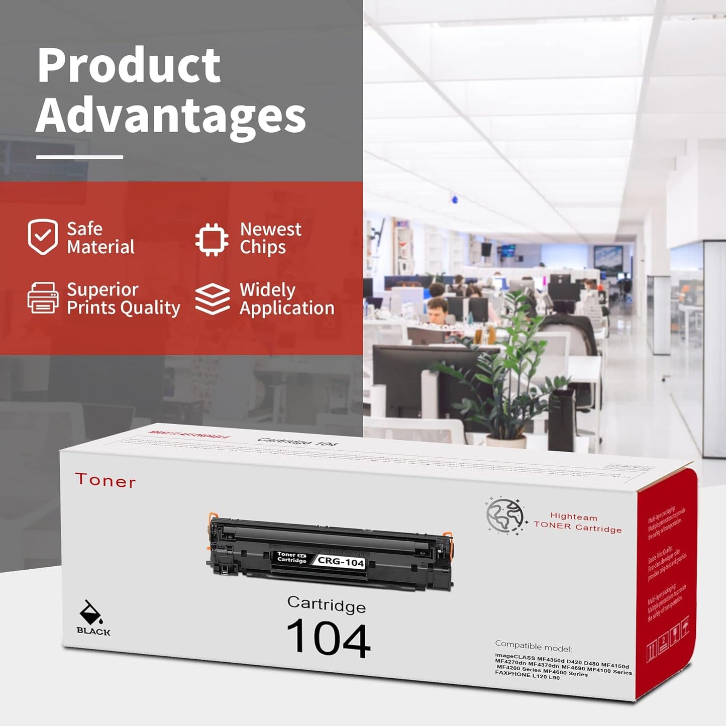 Cartridge 104 Toner Cartridge 104 Replacement for Canon CRG-104 imageCLASS MF4350d D420 D480 MF4150d MF4270dn MF4370dn MF4690 Printer Toner (Black, 2-Pack)