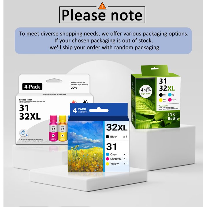 31 Ink 32XL Black Ink Bottle Set Compatible for HP 31 32 XL Ink Bottle Set for Smart Tank 651 5102 7002 Printers