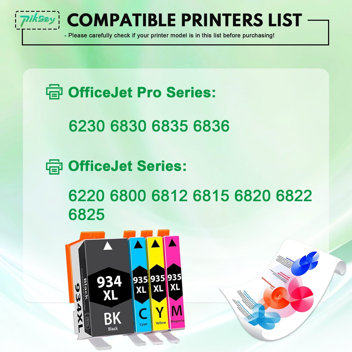 934XL 935XL Ink Cartridges Combo Pack Compatible for HP 934 935 Ink Cartridges for HP OfficeJet 6810 OfficeJet Pro 6230 6830 Printers (1BK/1C/1M/1Y) 4-Pack