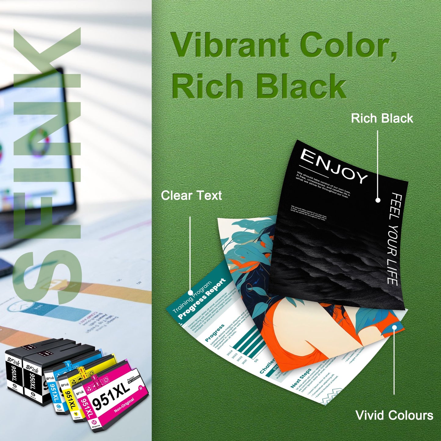 950XL 951XL Ink Cartridge 5-Pack Combo Pack Compatible for HP950XL 951XL 950 951 Ink for OfficeJet Pro 8100 8600 8610 8620 8630 8640 8615 8625 8660 251dw 271dw 276dw Printer