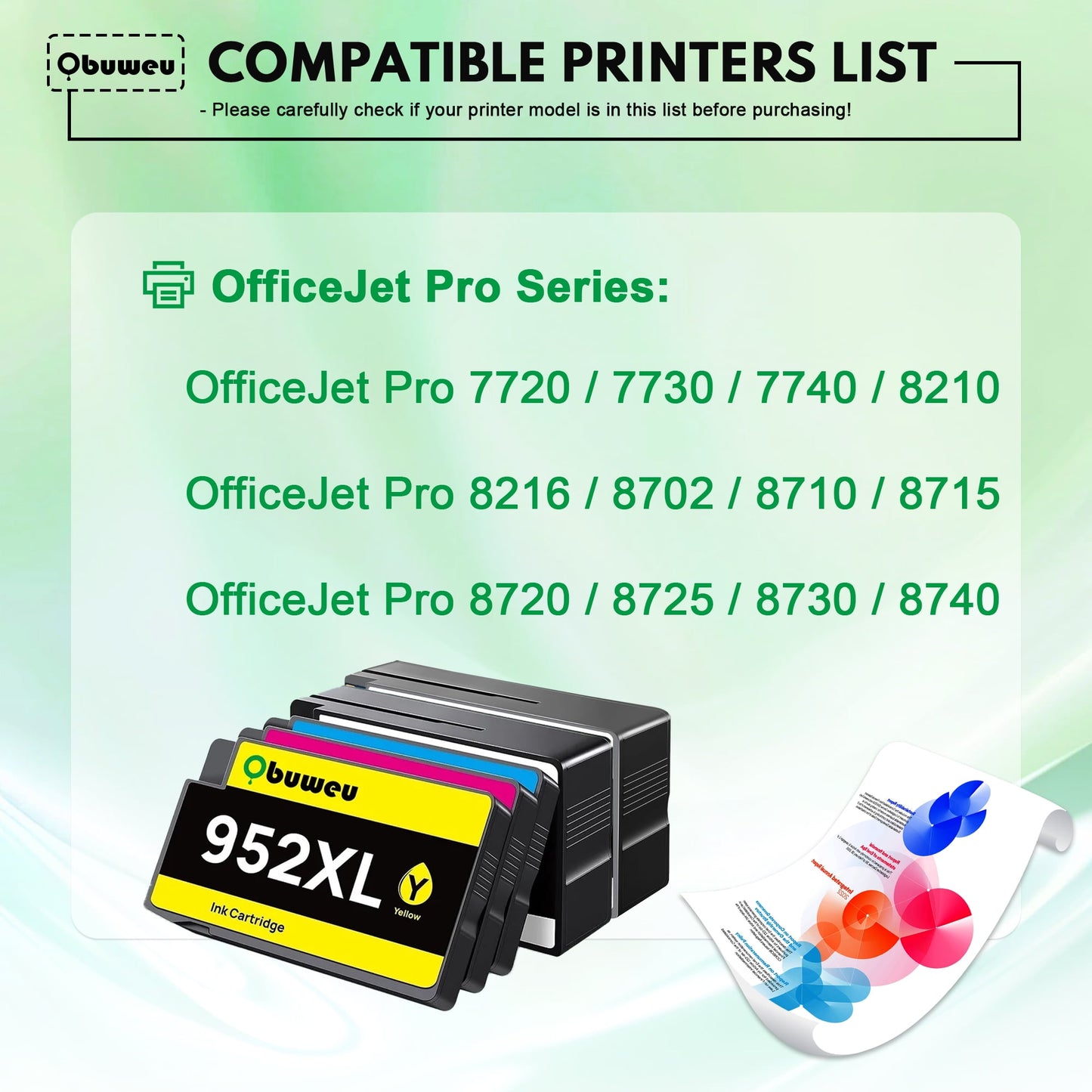 952XL Ink Cartridges Combo Pack (5-Pack,2 Black/1 Cyan/1 Magenta/1 Yellow) Compatible for HP 952 Ink Cartridge for OfficeJet Pro 8715 8702 8715 8720 8710 7740 8710 Printer