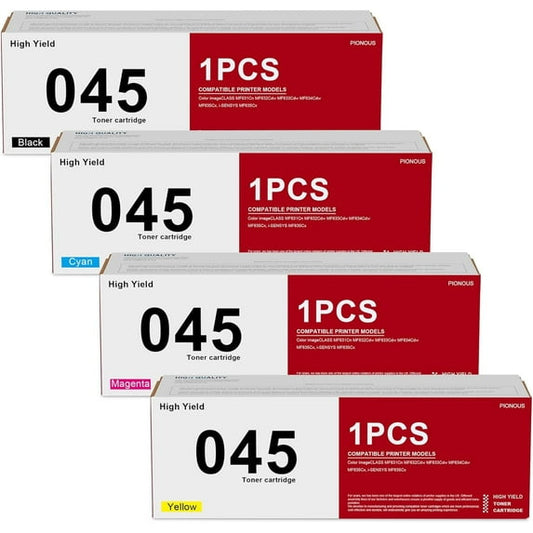 045 Toner Cartridge Set (4-Pack, Black, Cyan, Magenta, Yellow) Compatible CRG-045 Toner Replacement for Canon 045 Toner Cartridges Color imageCLASS MF631Cn MF632Cdw MF633Cdw MF634Cdw Printer