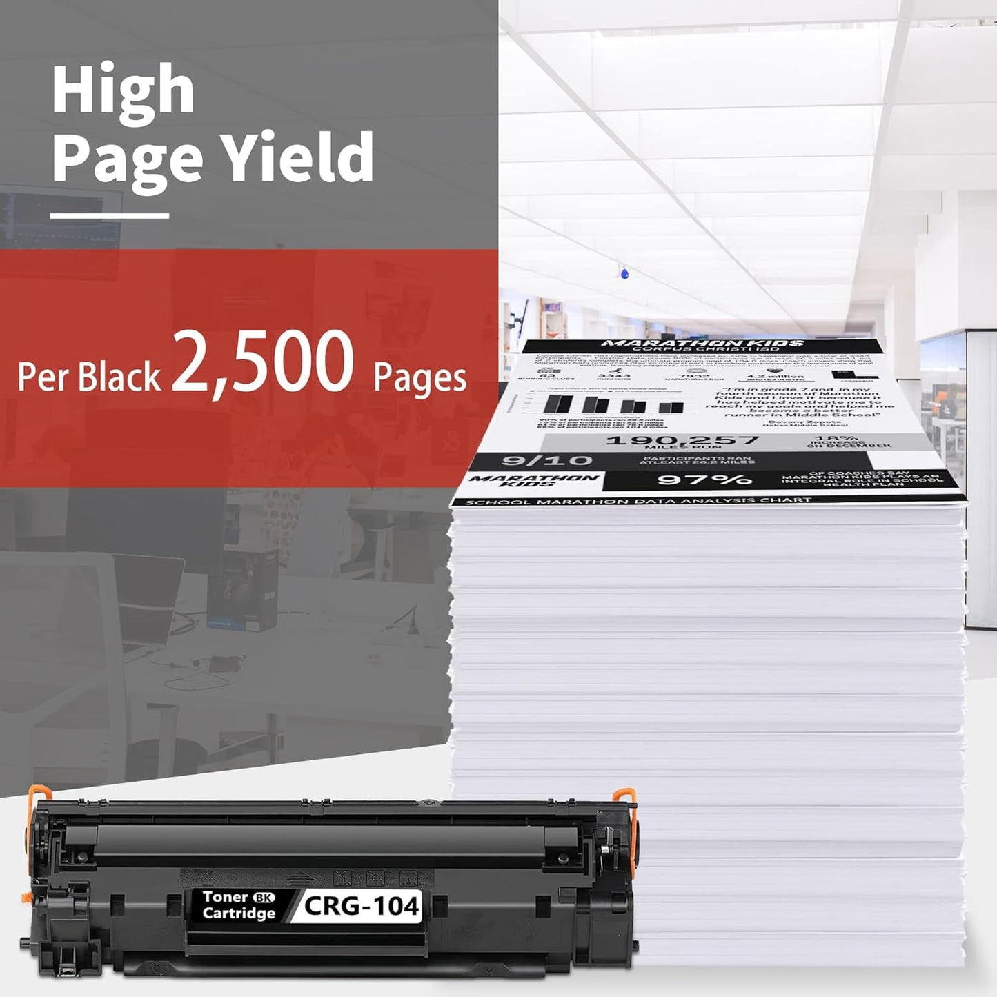 Cartridge 104 Toner Cartridge 104 Replacement for Canon CRG-104 imageCLASS MF4350d D420 D480 MF4150d MF4270dn MF4370dn MF4690 Printer Toner (Black, 2-Pack)