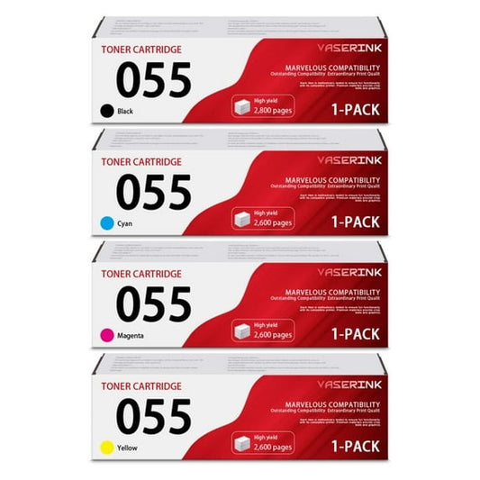 055 Toner Cartridge 4 Pack-BK/C/M/Y Replacement for Canon 055 ImageCLASS MF741Cdw MF743Cdw MF745Cdw MF746Cdw LBP664Cdw Printer