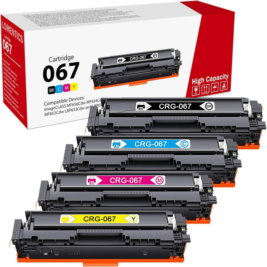 067 (Black Cyan Magenta Yellow, 4 Pack) Toner Cartridge Replacement for Canon 067 067H Cartridge MF656Cdw MF654Cdw MF653Cdw LBP632Cdw Printer
