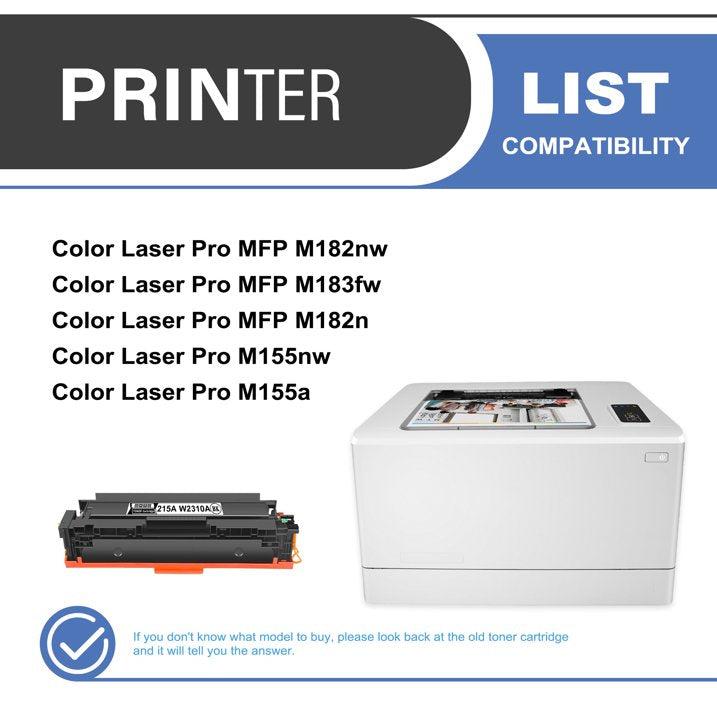 215A W2310A Toner Cartridge Black 1-Pack Compatible for 215A W2310A Toner Cartridges for Color Laser Pro 4201, Color Laser Pro MFP 4301 Series Printer