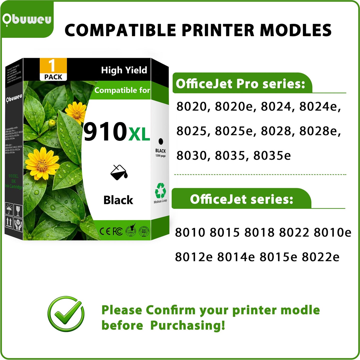 910XL 910 XL Ink Cartridges 1-Pack Black Compatible for HP 910XL 910 Ink Cartridges for OfficeJet 8020 8015e OfficeJet Pro 8025e 8020e Printer