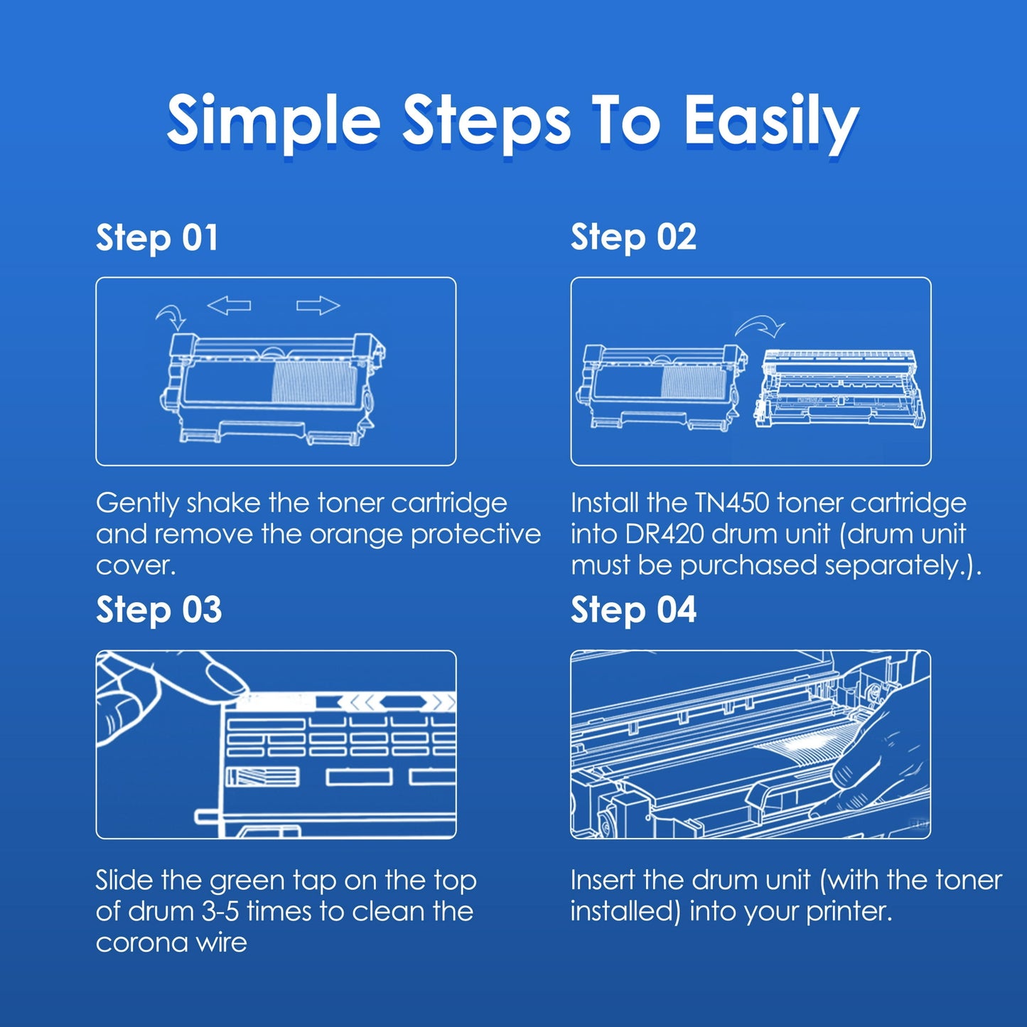 TN450 Toner Cartridge Compatible for Brother TN450 TN-450 TN420 TN-420 High Yield for HL-2270DW HL-2280DW MFC-7240 MFC-7360N DCP-7060D Printer (Black, 2 Pack)
