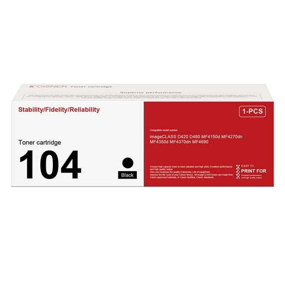 104 Black Toner Cartridge Replacement for Canon MF4270dn MF4350d MF4690 Printer(1 Pack)