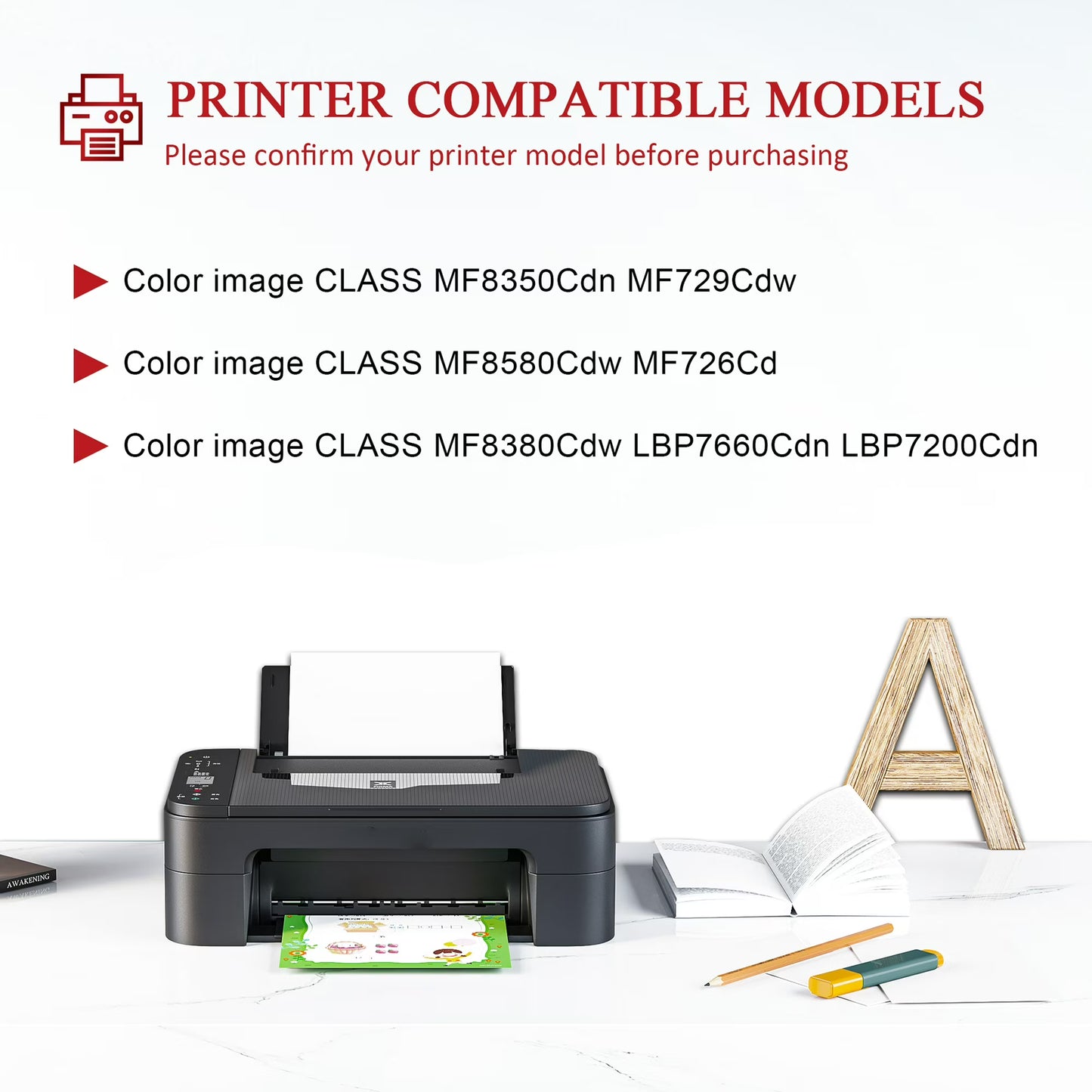 CRG 118 4 Pack Toner Compatible for Canon 118 Toner Cartridge for MF8350Cdn MF729Cdw Printer（Black Cyan Magenta Yellow）
