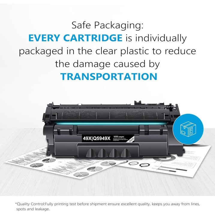 49X Q5949X Black Toner Cartridge (with Chip), 1 Pack, Q5949X Toner Compatible for 49X Q5949X Toner for 1320 1320n 1320nw 1320tn 3390 3392 1160 Printer