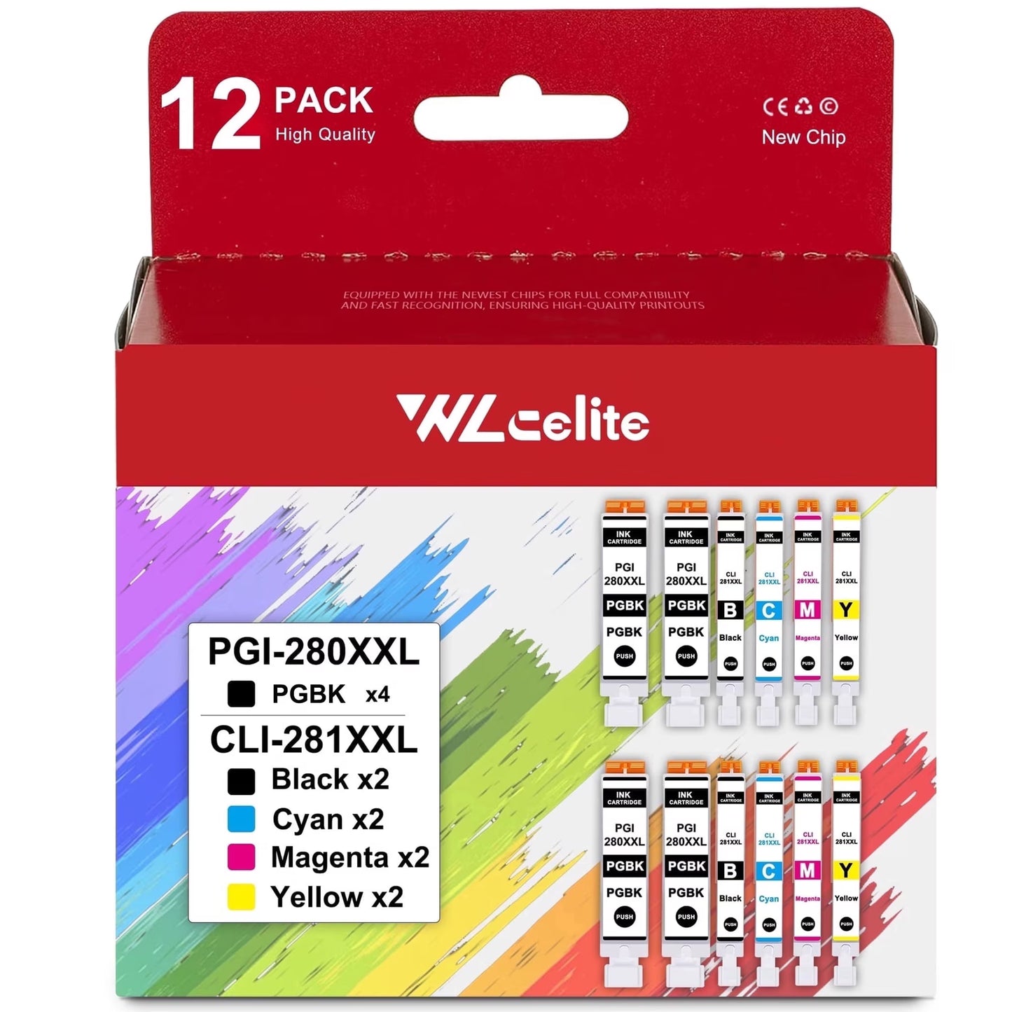 280XXL 281XXL Ink Cartridges Replacement for Canon PGI-280XXL CLI-281XXL Ink Cartridge for TR8622a TS6320 TS8322（12 Pack）