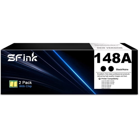148A Toner Cartridge 2-Pack Black Compatible for HP148A W1480A 148X W1480X for LaserJet Pro MFP 4101fdw 4101fdn 4001dw 4001dn 4001n Printer High Yield