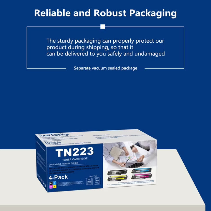 TN223 4 Pack Toner Cartridge High Yield Compatible for Brother MFC-L3770CDW Printer, Black Cyan Magenta Yellow