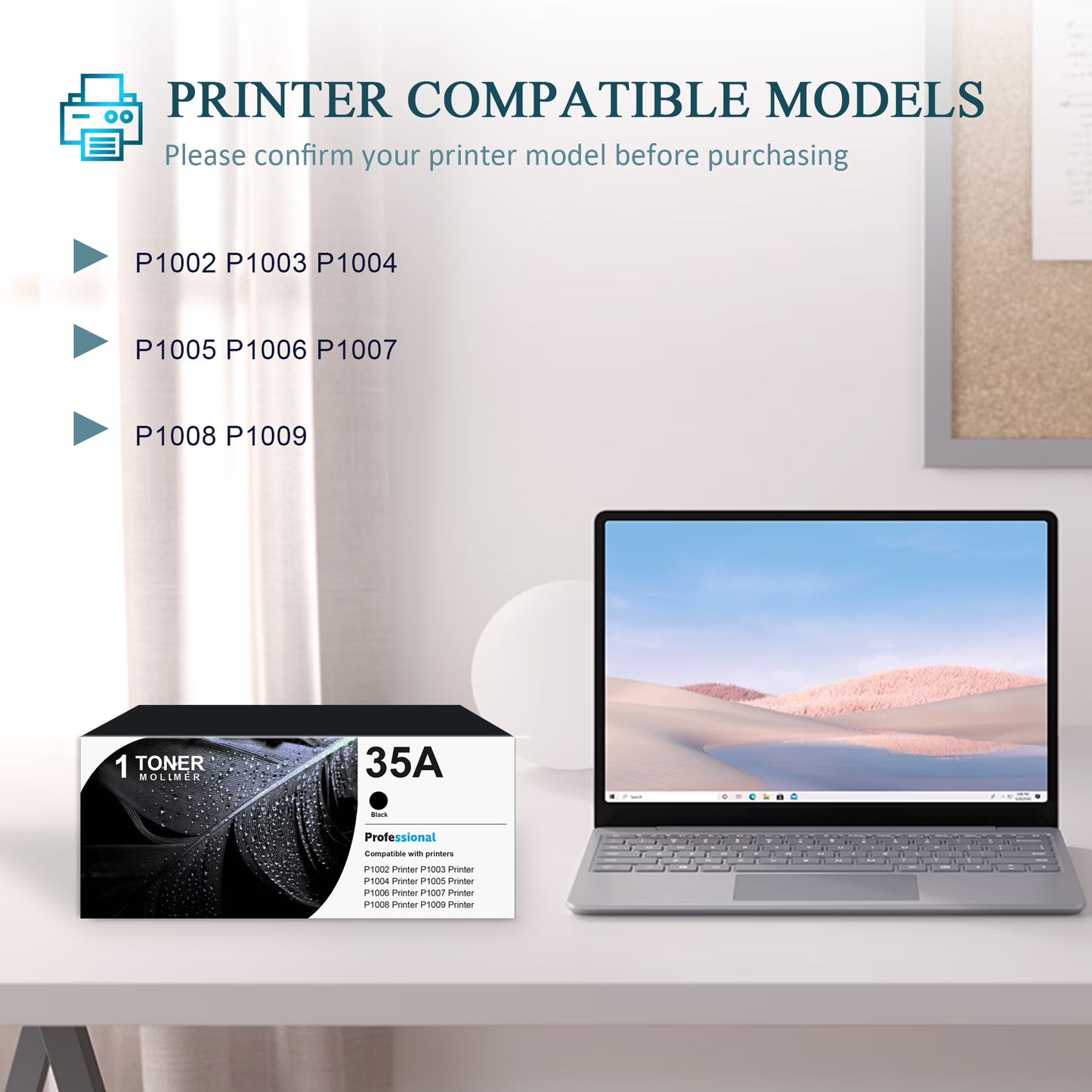 35A CB435A Toner Cartridge 1 Pack Compatible for 35A Toner P1002 P1003 P1004 P1005 P1006 Printer