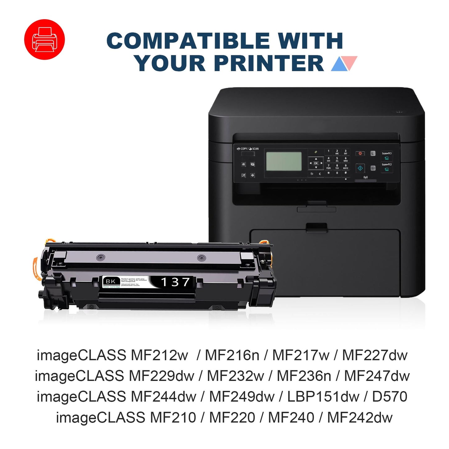 CRG-137 CRG137 CRG 137 Toner Cartridges Replacement for Canon Lmageclass MF227dw MF216n MF247dw MF249dw MF229DW MF212W MF232W D570 Printers (Black,2 Pack)