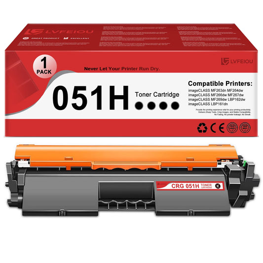 1 Pack Cartridge 051H Black Toner Cartridge Compatible for Canon CRG-051 051H Toner Cartridge imageCLASS MF267dw MF269dw MF263dn MF264dw LBP162dw Printer Toner 051
