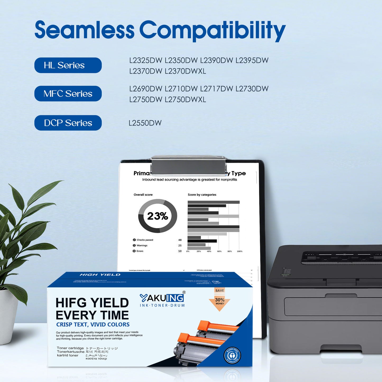 TN-730 TN730 Toner Cartridge Compatible for Brother TN730 High Yield Black Works with HL-L2370DW/DWXL DCP-L2550DW MFC-L2690DW ( 2-Pack )