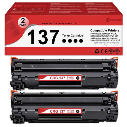 2 Pack Black 137 Toner Cartridges Compatible for CRG-137 137 Toner Cartridge use with imageCLASS MF217w MF227dw MF232w MF247dw MF244dw LBP151dw D570 MF242dw MF210 MF240 Printer