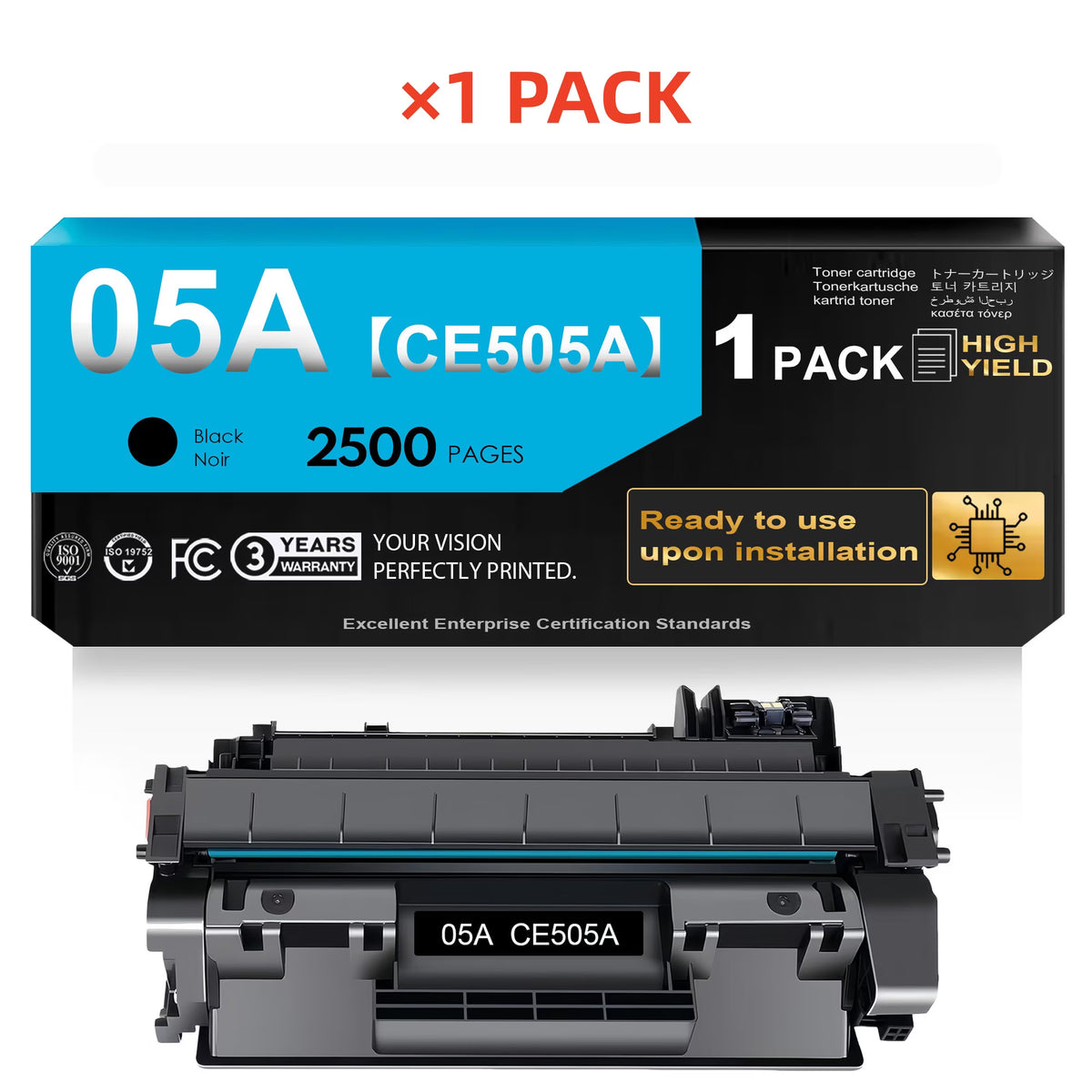 05A Toner Cartridge High Yield Compatible Black (with Chip) for CE505A for P2035 P2035N 2035N P2055DN 2055DN P2030 P2050 P2055X P2055D Printer (1 Pack)