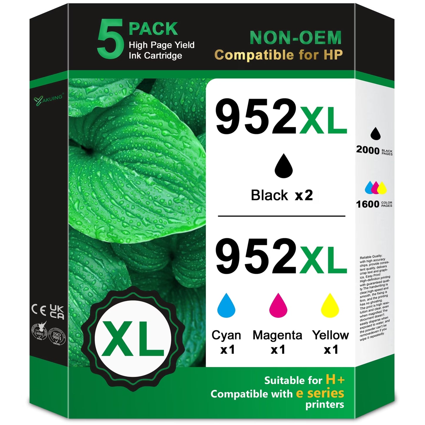 952XL 952 Ink Cartridge Compatible for HP Ink 952 XL Combo Pack for OfficeJet 8710 8720 7740 8725 8210 8715 8702 8740 8725 7720 8730 8216 8700 Printers (2 Black, 1 Cyan, 1 Magenta, 1 Yellow)