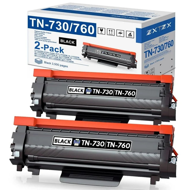 TN760 Toner TN730 Toner Cartridge Compatible for Brother TN760 Toner Printer TN760/730 2-Pack