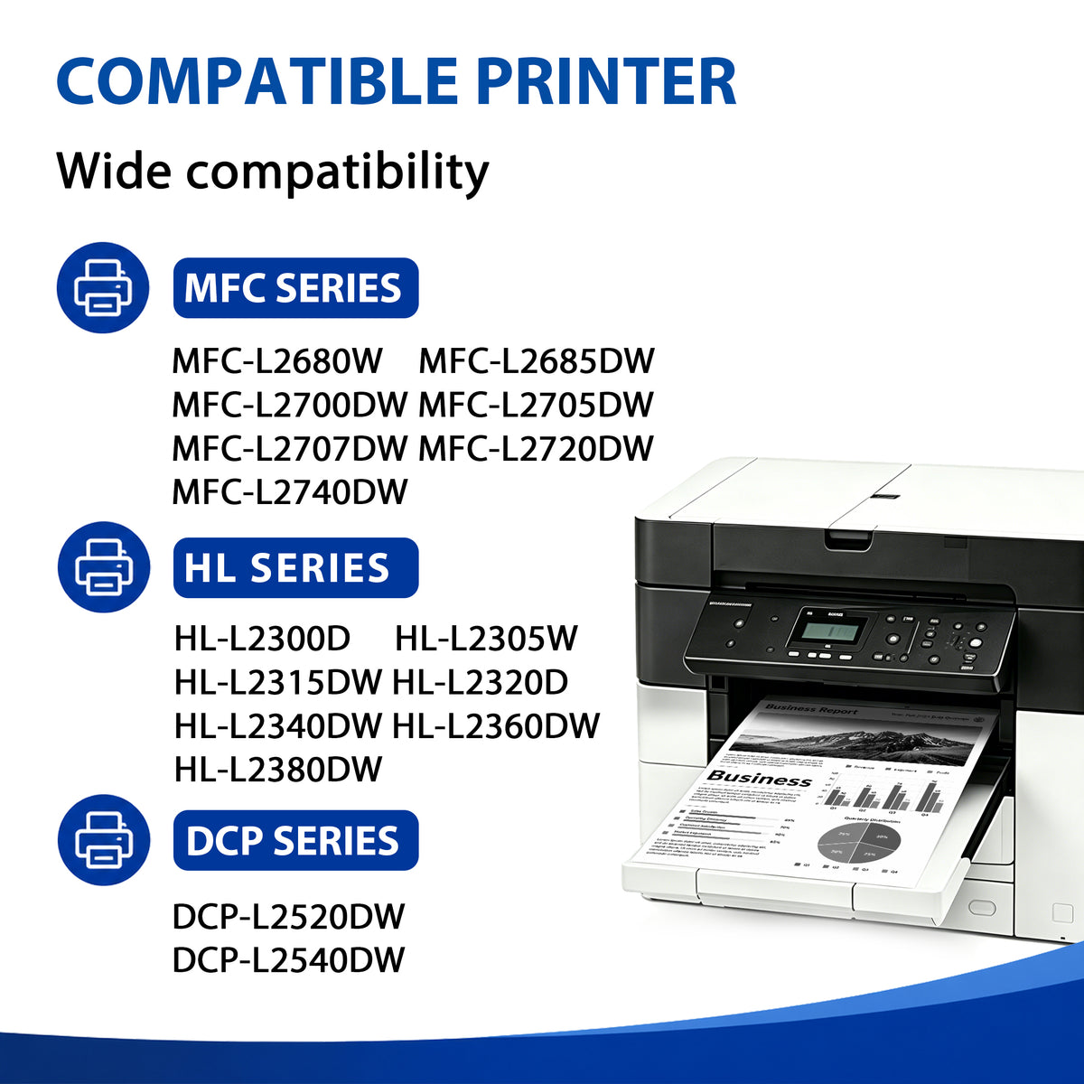 TN660 TN 660 Toner Cartridge Compatibles for Brother TN-660 TN630 Compatibles for MFC-L2700DW MFC-L2720DW HL-L2380DW HL-L2320D HL-L2340DW DCP-L2540DW Series Printers 2 Pack Black