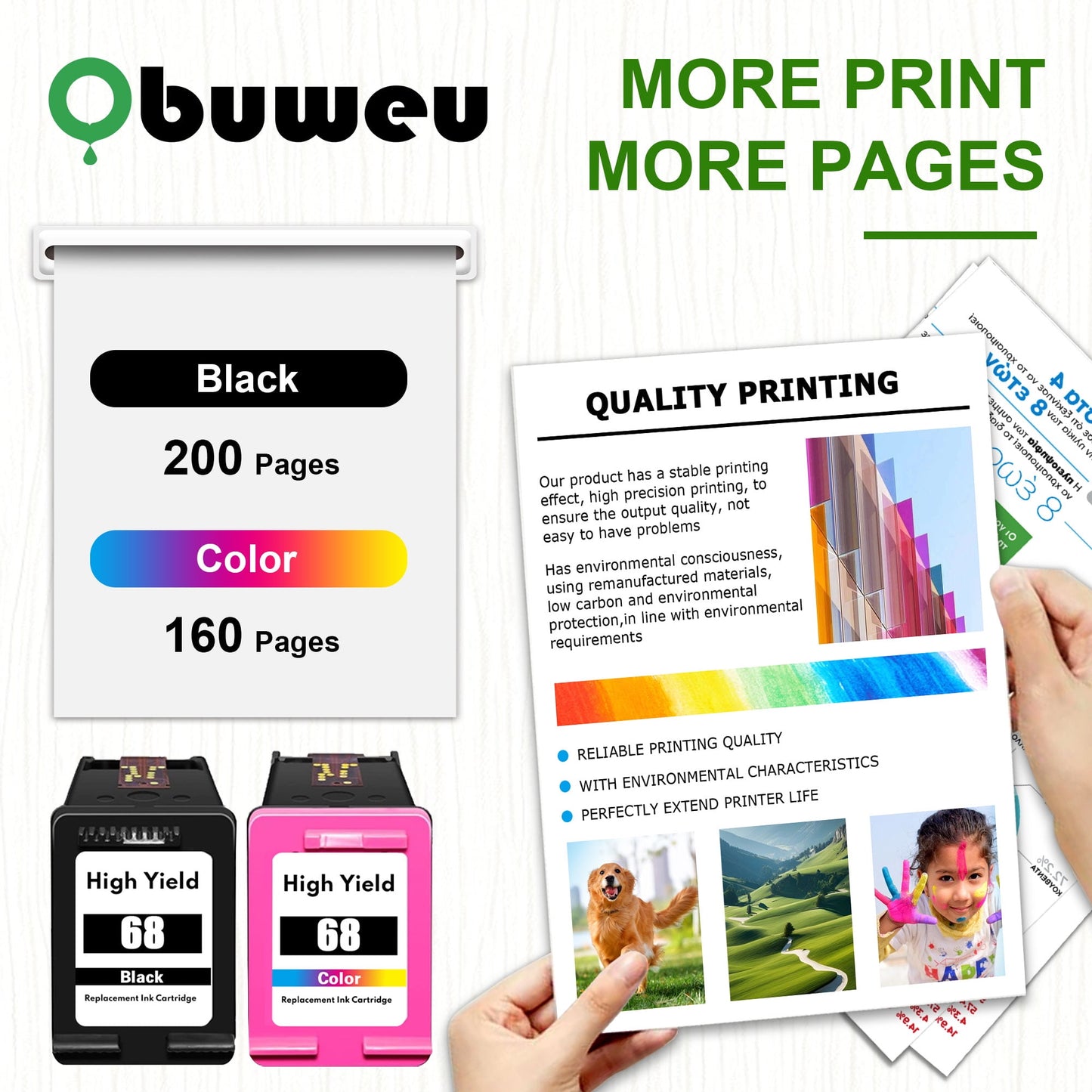 68 Ink Cartridge Compatible for HP 68 Ink Cartridges for Envy 6552e 6555e 6155e 6152e 6558e 6552e 6555e Printers Black/Tri-Color 2-Pack