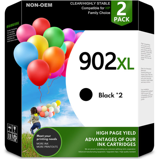 2 Black 902XL 902 Ink Compatible 902XL Ink Cartridge for OfficeJet Pro 6960 6968 6970 6976 6971 6950 6951 Printers