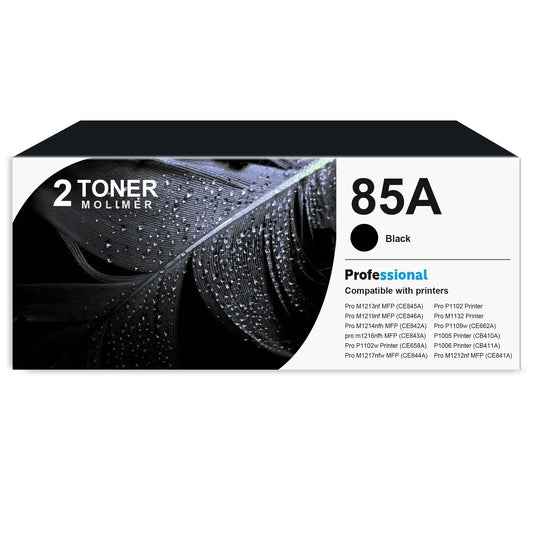 2 Pack 85A Toner Cartridges Yields Up To 1,800 Pages Compatible for CE285A Pro P1102w MFP M1217nfw M1212nf P1102 Ink Printer
