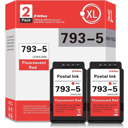 2-Pack SL-793-5 Ink Cartridge Replacement for Pitney Bowes 793-5 Red Ink Cartridge for DM100, DM200 and SendPro C and SendPro+, Red Ink, 35 ml