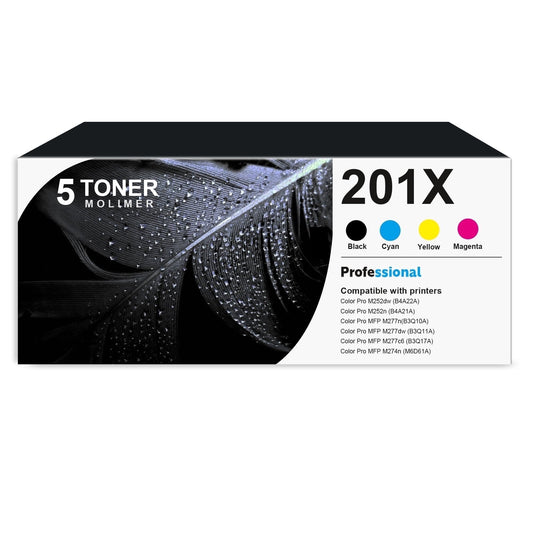 201X 201A | CF400X CF401X CF402X CF403X With Chip Toner Cartridge 5 Pack Compatible for Pro M252dw M252n MFP M277n M277dw M277c6 M274n Printer
