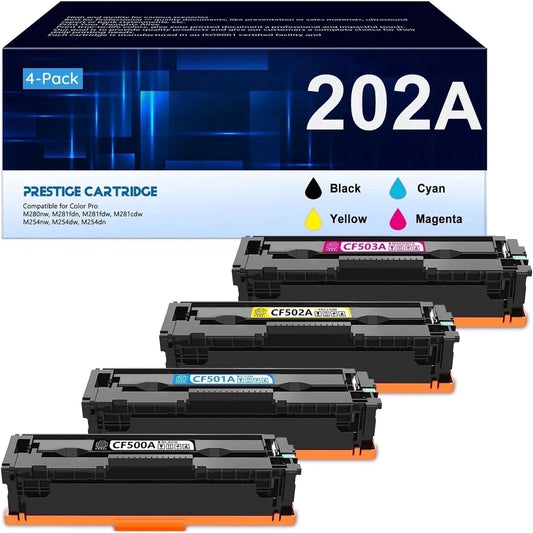 202A Toner Cartridges with Chip 4-Pack (CF500A, CF501A, CF502A, CF503A) Compatible for 202A 202A for Color Pro M254dw Color Pro MFP M281cdw Printer