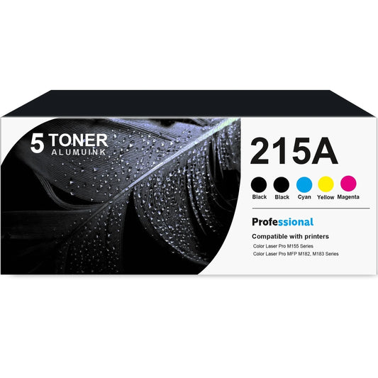 215A W2310A Toner Cartridge 5-Pack Compatible for 215A W2310A Toner Cartridges for Color Laser Pro M155, Color Laser Pro MFP M182, M183 Series Printer (2 Black, 1 Cyan, 1 Magenta, 1 Yellow)