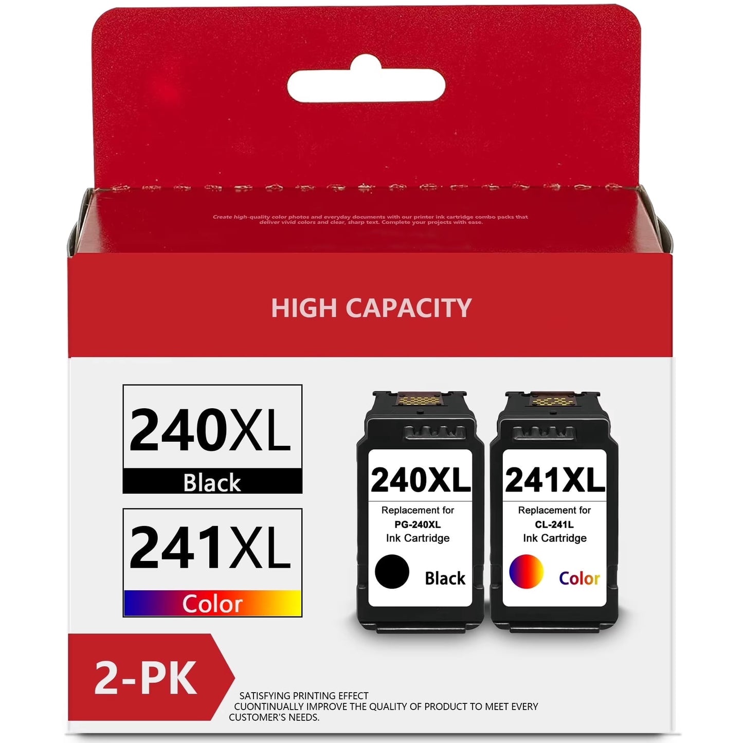 240XL 241XL Ink Cartridge 2 Pack Compatible for Canon 240 XL 241 XL Combo Pack Ink for PIXMA MG3620 MG3600 MG2120 MG3120 TS5120 Printer (Black/Tri-Color)