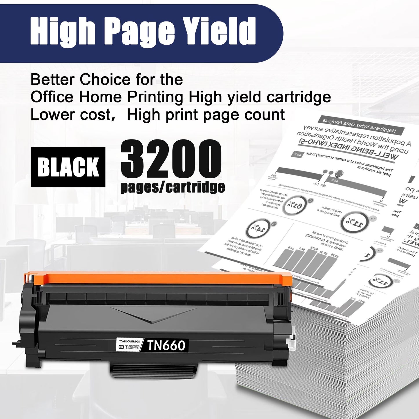 TN660 Toner Cartridge Compatible for Brother TN660 TN-660 TN 660 Toner Cartridges for MFC-L2700DW L2740DW HL-L2315DW DCP-L2520DW Printer (2 Pack,Black)
